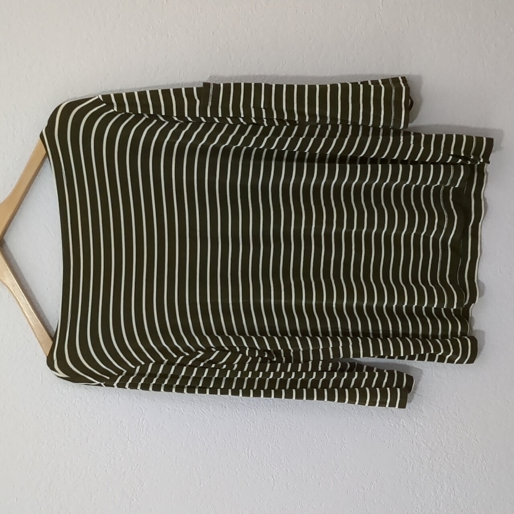 Chico's Travelers Striped 3/4 Boatneck Top, Brown / Cream, XL